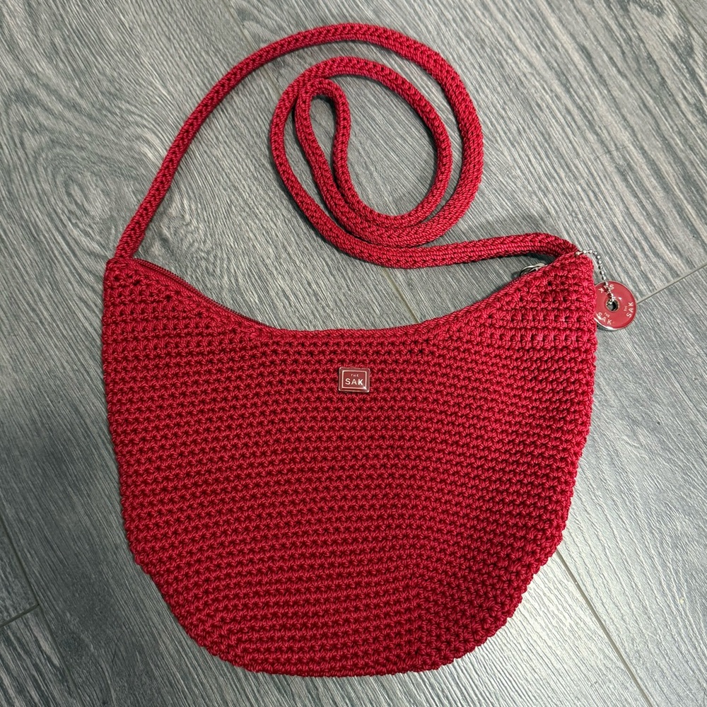 NEW The Sak Purse Crochet Crossbody Bag Boho Hippie Cottagecore Red